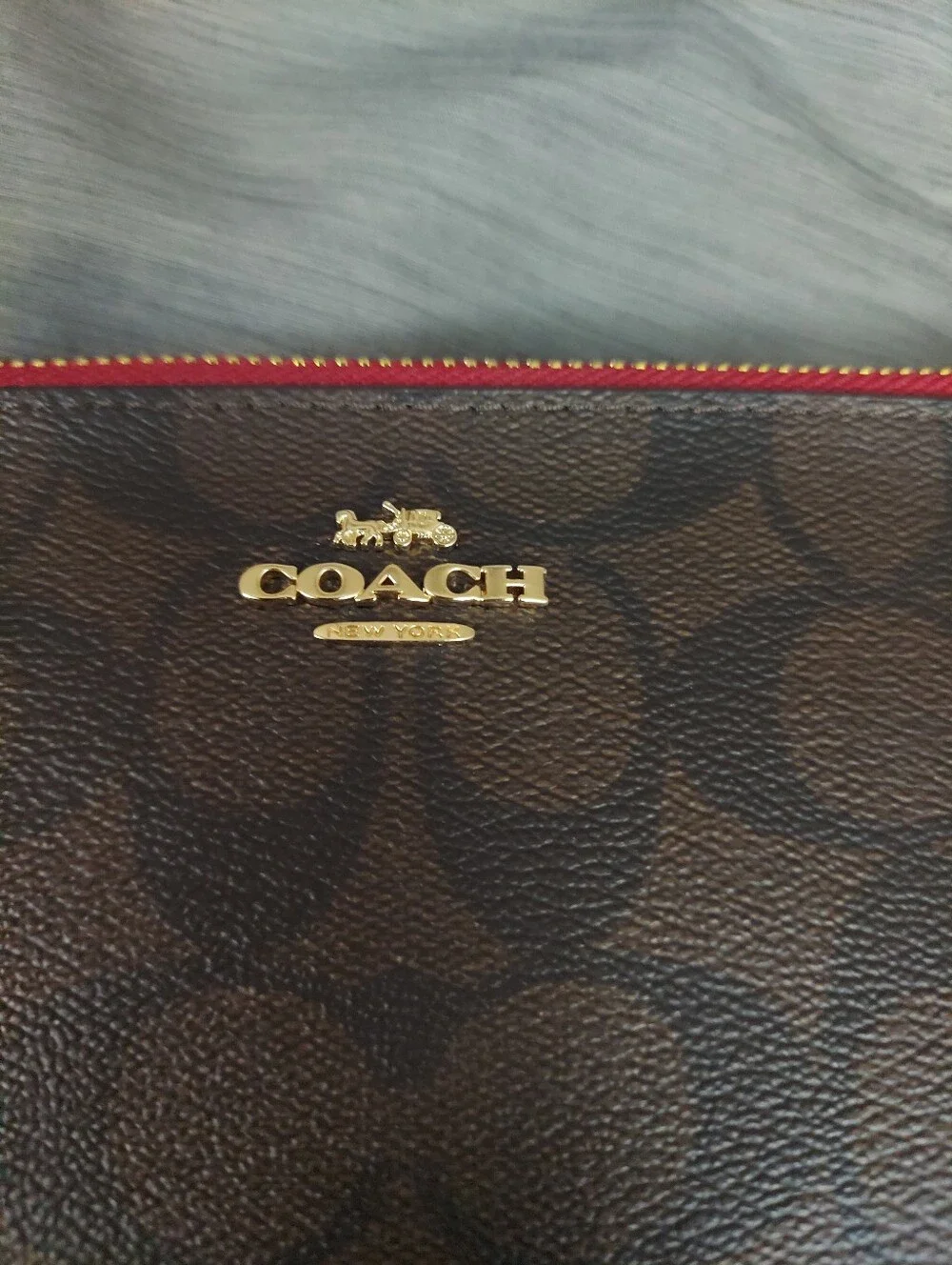 Coach double zip coated canvas signature Wallet/wristlet